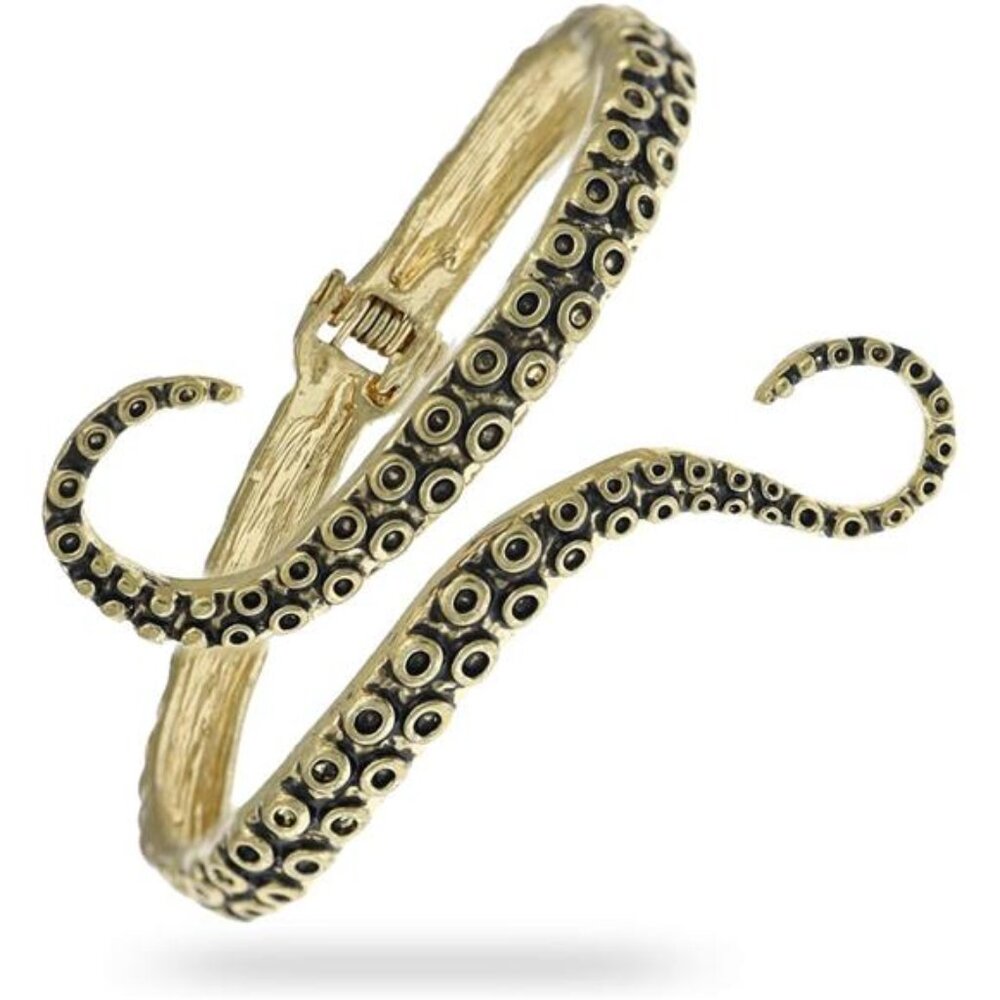 Octopus Tentacle Animal Sea Ocean Hinged Open Bracelet Bangle Arm Cuff